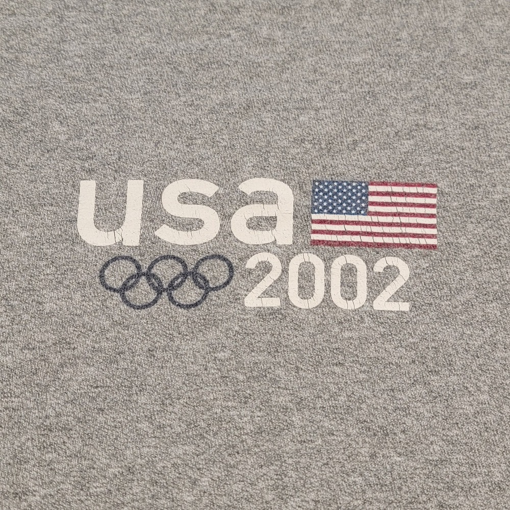Vintage Roots USA Olympic Team 2002 T Shirt Gray Logo Graphic Cut Sleeve Mens XL